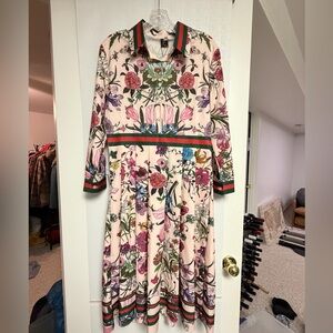 Floral Print Dress with Green Accents